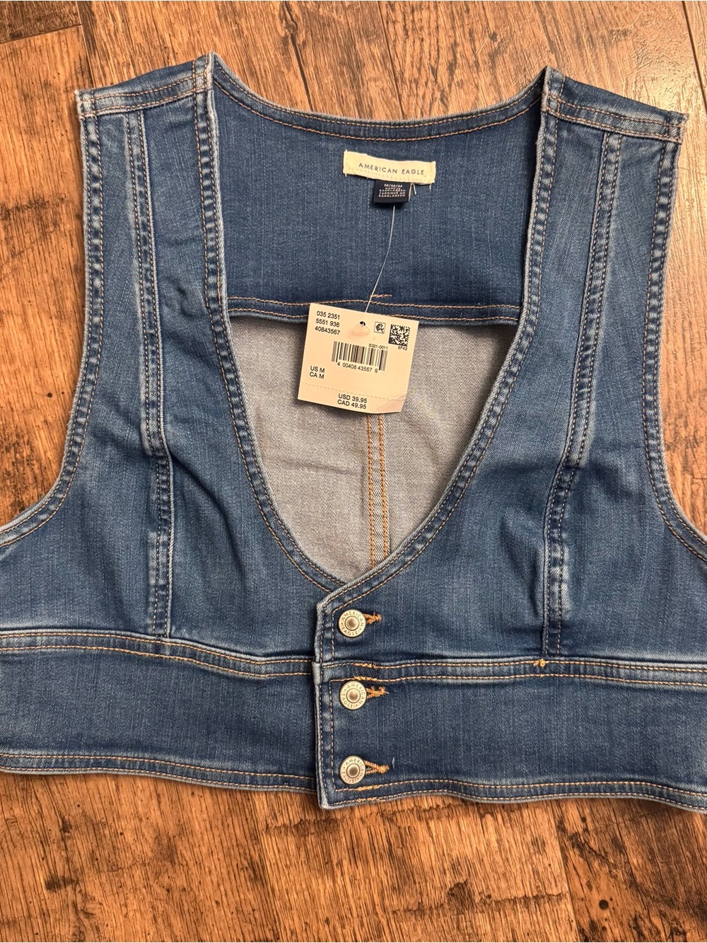 American Eagle Outfitters Denim Blue Button-Front Tank